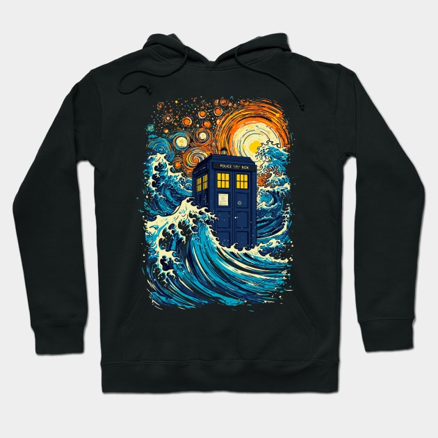 The great kanagawa wave and the tardis Hoodie by Virhayune